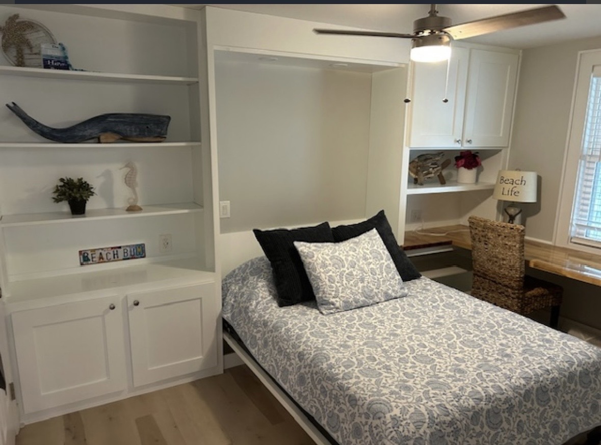Built-in murphy bed and desk nook